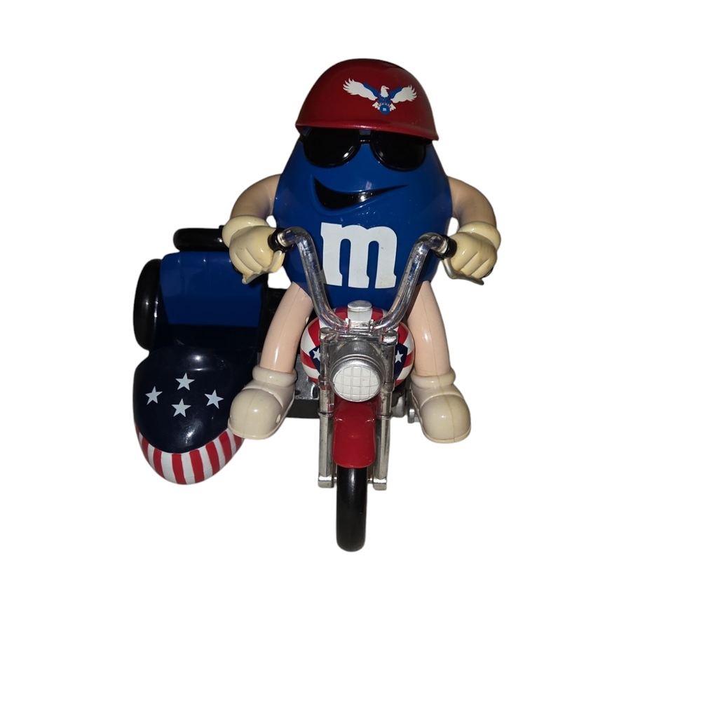 M&M Blue Character on Motorcycle Figurine